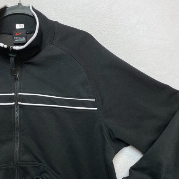 VINTAGE Nike Track Jacket Mens M Black NIKE TOWN Swoosh Full Zip Jacket 90s - Picture 2 of 11